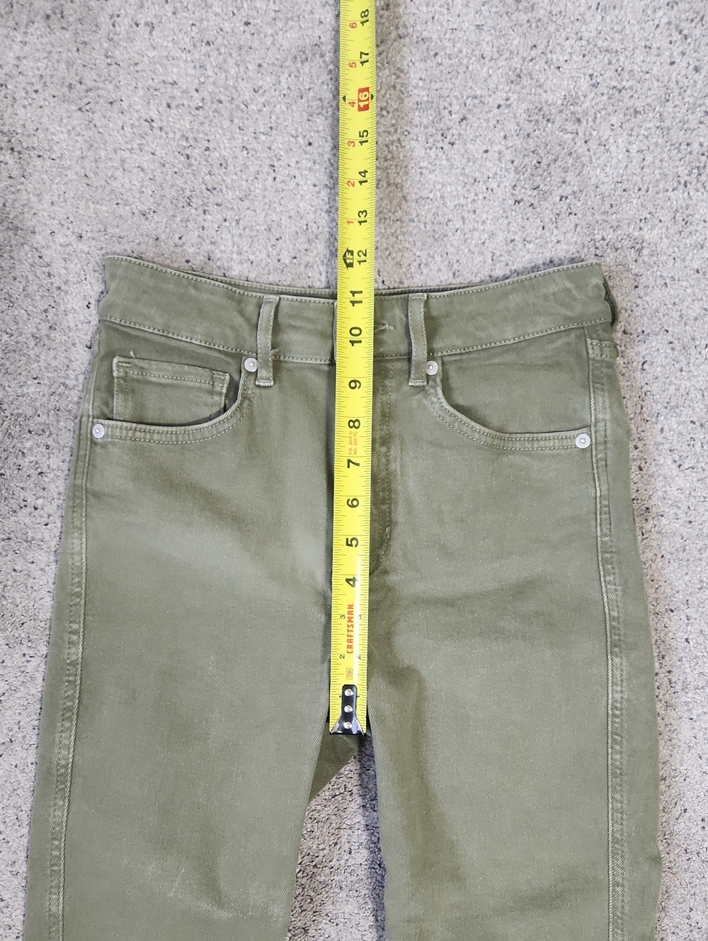 We The Free Olive Green High Rise Skinny Ankle Jeans Raw Frayed Hem Size 27 - Picture 10 of 11
